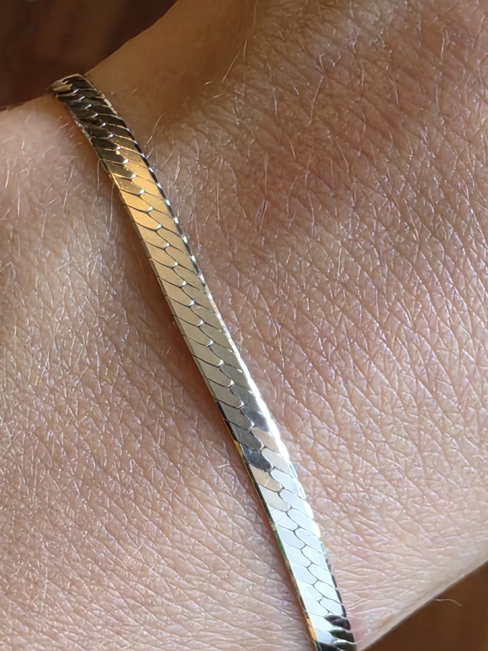 Sterling Silver Herringbone Chain Bracelet - Silver MILOR ITALY 925 7.25"